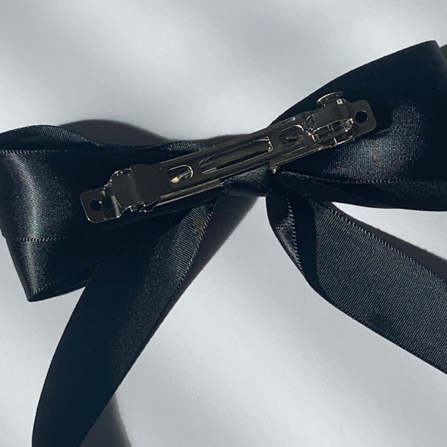 Onyx Rosette Hair Bow Clip