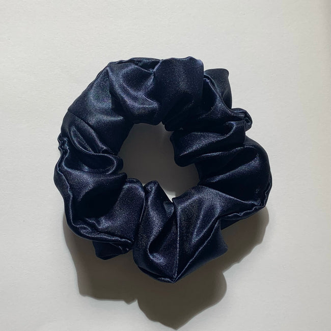 Navy Satin Scrunchie